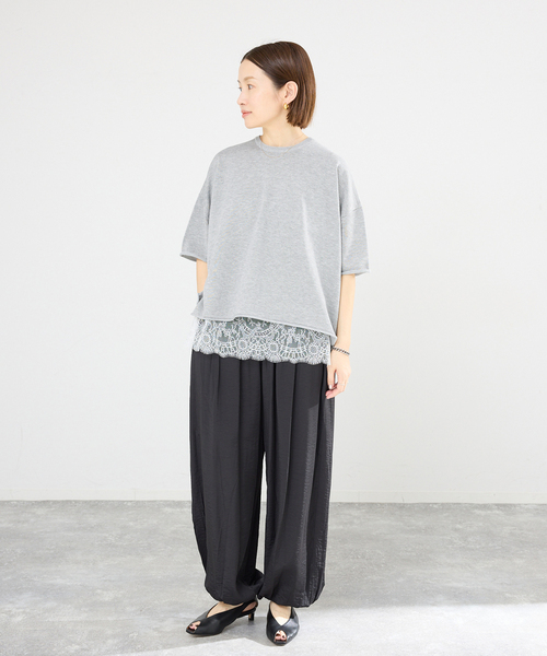 IENA（イエナ）の「《追加3》LEVITA コットンハーフスリーブプルオーバー（ニット/セーター・レディース・ピンク系その他/ライトグレー/ホワイト・FREE）」の8枚目の写真