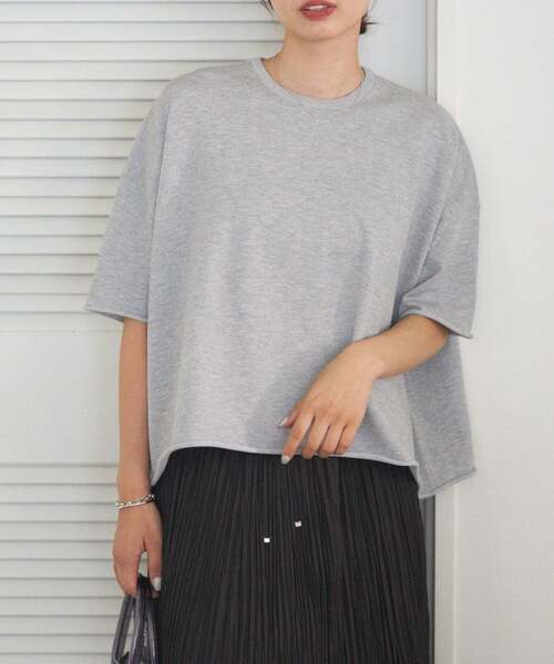 IENA（イエナ）の「《追加》LEVITA コットンハーフスリーブプルオーバー（ニット/セーター・レディース・ピンク系その他/ライトグレー/ホワイト・FREE）」の5枚目の写真