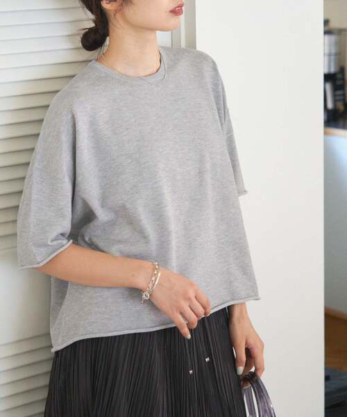 IENA（イエナ）の「《追加》LEVITA コットンハーフスリーブプルオーバー（ニット/セーター・レディース・ピンク系その他/ライトグレー/ホワイト・FREE）」の6枚目の写真