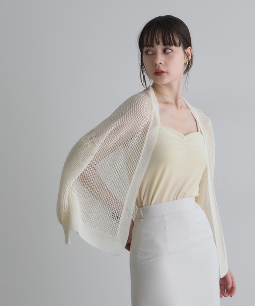 &. NOSTALGIA(アンドドットノスタルジア)の「【ZOZO限定】メッシュカーディガン(カーディガン/ボレロ・レディース・オフホワイト/グレー/ブラック・M)」の3枚目の写真