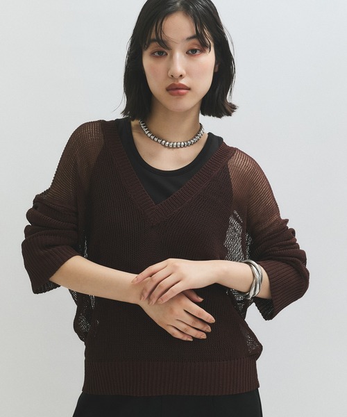 ADAM ET ROPE' FEMME シアートップス シアーVネックトップス（Tシャツ/カットソー）｜ADAM ET ROPE