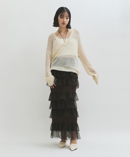 ADAM ET ROPE’ トップス シアーVネックトップス（Tシャツ/カットソー）｜ADAM ET ROPE