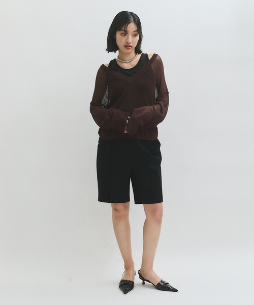 シアーVネックトップス（Tシャツ/カットソー）｜ADAM ET ROPE