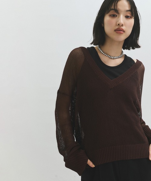 アダムエロペ トップス シアーVネックトップス（Tシャツ/カットソー）｜ADAM ET ROPE