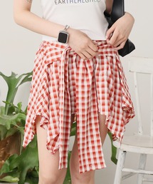 Check skirt with waist-wrap style design / 腰巻き風デザイン チェックスカート 秋物 秋服 2026年秋冬