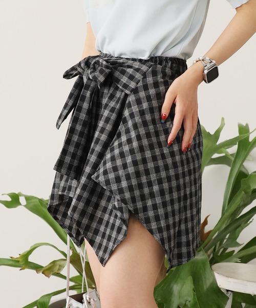 ROOPTOKYO(ループトウキョウ)の「Check skirt with waist-wrap style design / 腰巻き風デザイン チェックスカート 秋物 秋服 2026年秋冬(スカート・レディース・ライトブルー/ブラック/レッド/ブルー系3/ブラック×グレー/ブルー系2/ブルー系1・FREE)」の21枚目の写真