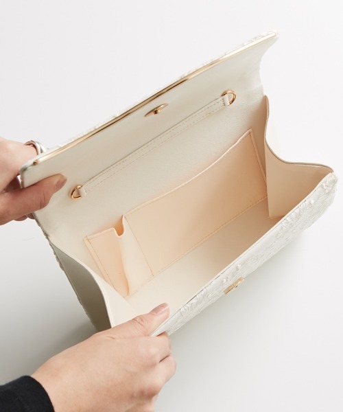 Callarus（カラルス）の「スパンコールレース刺繍 パーティーバッグ〔Callarus〕（クラッチバッグ・レディース・ブラック/ベージュ・FREE）」の3枚目の写真