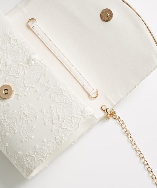 Callarus（カラルス）の「スパンコールレース刺繍 パーティーバッグ〔Callarus〕（クラッチバッグ・レディース・ブラック/ベージュ・FREE）」の5枚目の写真