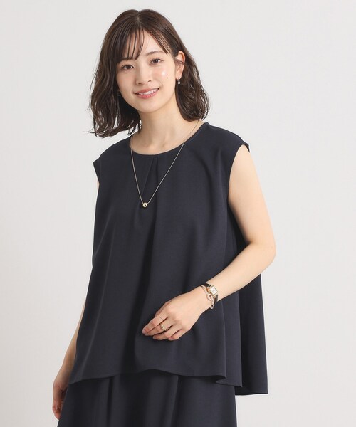 ブラウス シャツ 「速乾性」「通気性」「防シワ」麻調メッシュタックブラウス レディース THE SHOP TK ブラウス シャツ 麻調ブラウス「シワになりにくい