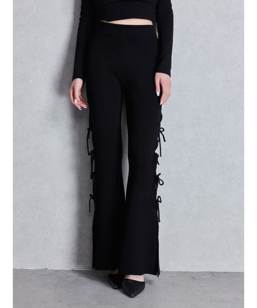 GYDA（ジェイダ）の「SIDE RIBBONスリットニットフレアパンツ（その他パンツ・レディース・レッド/ブラック・FREE）」の11枚目の写真