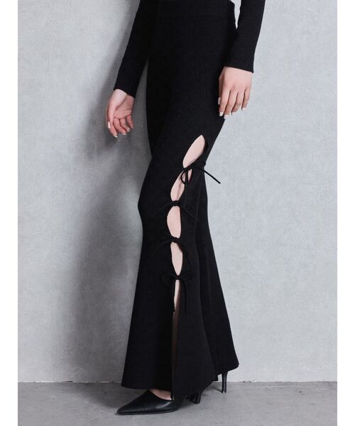 Heve サテンフレアガウチョPT オリーブ36 JACQUARD CURVY PANTS｜HELIOPOLE｜HÉLIOPÔLE（エリオポール