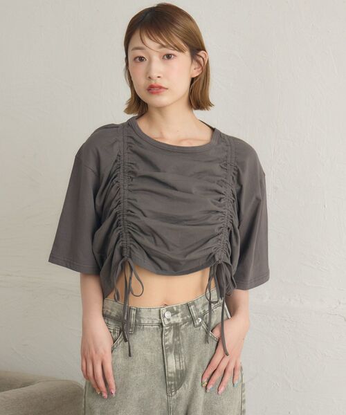 RETRO GIRL（レトロガール）の「ピグメントドロストTEE（Tシャツ/カットソー・レディース・ホワイト系その他/パープル/チャコールグレー・FREE）」の10枚目の写真