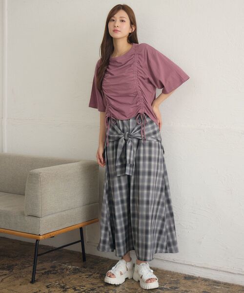 RETRO GIRL（レトロガール）の「ピグメントドロストTEE（Tシャツ/カットソー・レディース・ホワイト系その他/パープル/チャコールグレー・FREE）」の22枚目の写真