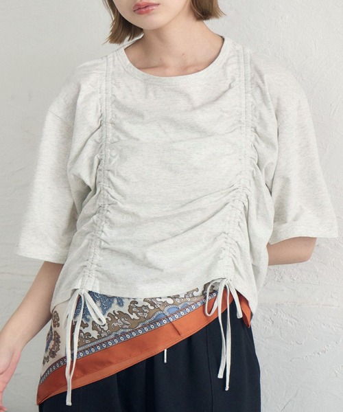 RETRO GIRL（レトロガール）の「ピグメントドロストTEE（Tシャツ/カットソー・レディース・ホワイト系その他/パープル/チャコールグレー・FREE）」の2枚目の写真