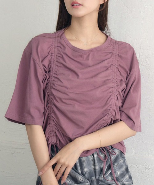 RETRO GIRL（レトロガール）の「ピグメントドロストTEE（Tシャツ/カットソー・レディース・ホワイト系その他/パープル/チャコールグレー・FREE）」の3枚目の写真