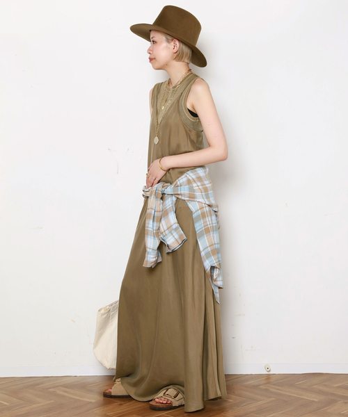 EVERYDAY I LIKE.（エヴリディアイライク）の「* Cu/R Camisole Dress（ワンピース・レディース・タン/ベージュ/ブラック・36/38）」の16枚目の写真