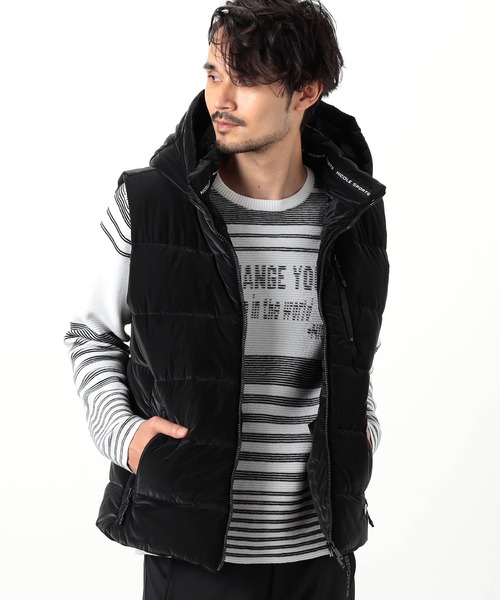 NICOLE CLUB FOR MEN(ニコルクラブフォーメン)の「【NICOLE SPORTS】ロゴデザインパテッドベスト(ダウンベスト・メンズ・ブラック/ネイビー・MEDIUM/LARGE/X-LARGE)」の2枚目の写真