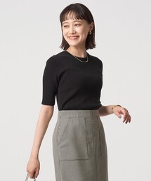 UNITED ARROWS green label relaxing - green label relaxing(グリーンレーベルリラクシング) 半袖セーター レディース美品  - アイボリー クルーネック セール】シアーエアトップス -ウォッシャブル-（ニット/セーター