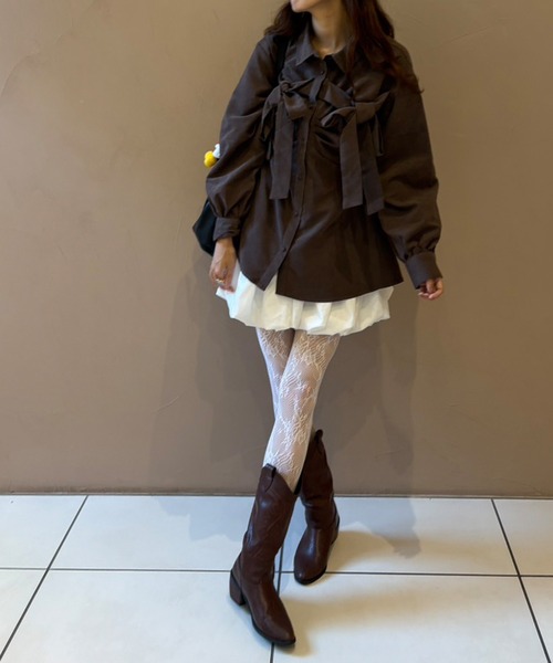 Cherir Mignon(シェリルミニョン)の「【Cherir Mignon】ギャザーバルーンミニスカート(スカート・レディース・ブラック/ホワイト・FREE)」の14枚目の写真