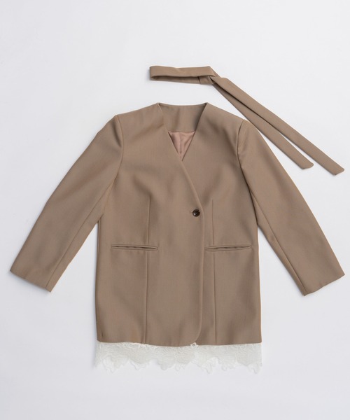 グランピアンズウールノーカラージャケット / Grand Pianist Wool No