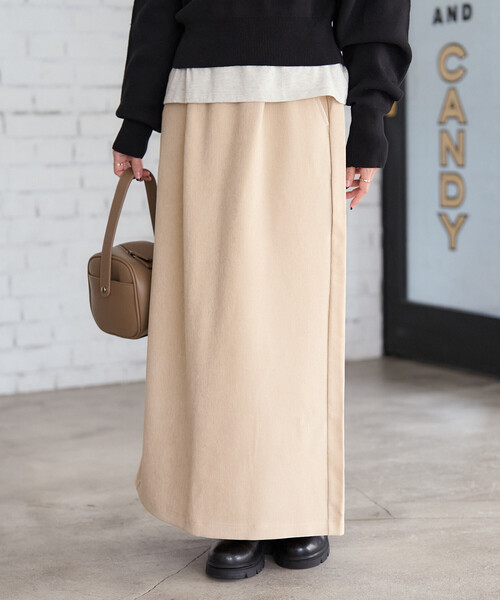 セール】ベロアライク コーデュロイスカート/コーデュロイ マキシ