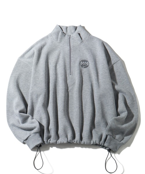 PARIS SAINT-GERMAIN（パリサンジェルマン）の「【Paris Saint-Germain/パリサンジェルマン】裏起毛 裾ドロスト エンブレムロゴ ハーフジップ スウェットトレーナー（スウェット・メンズ・グレー/スミクロ/ブラック・M/L/XL）」の13枚目の写真