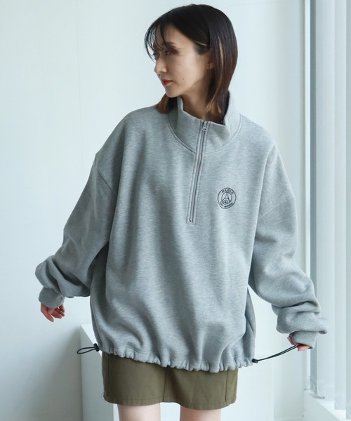 PARIS SAINT-GERMAIN（パリサンジェルマン）の「【Paris Saint-Germain/パリサンジェルマン】裏起毛 裾ドロスト エンブレムロゴ ハーフジップ スウェットトレーナー（スウェット・メンズ・グレー/スミクロ/ブラック・M/L/XL）」の20枚目の写真