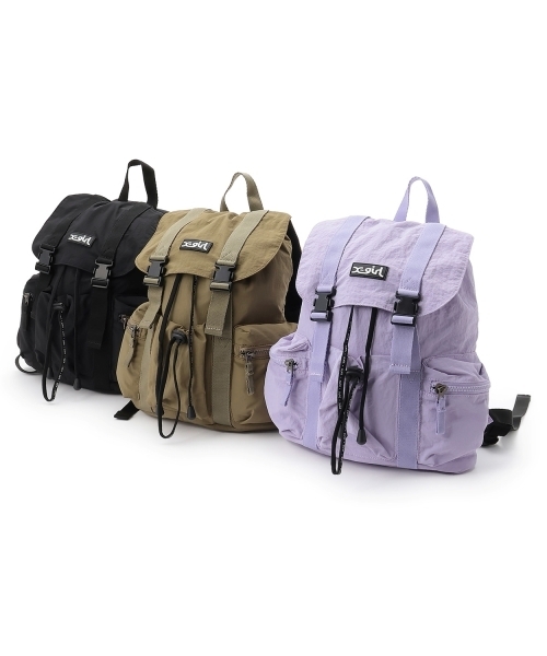 X-girl Stages(エックスガールステージス)の「3ポケットミニバックパック(バックパック/リュック・キッズ・カーキ/ラベンダー/ブラック・F)」の15枚目の写真