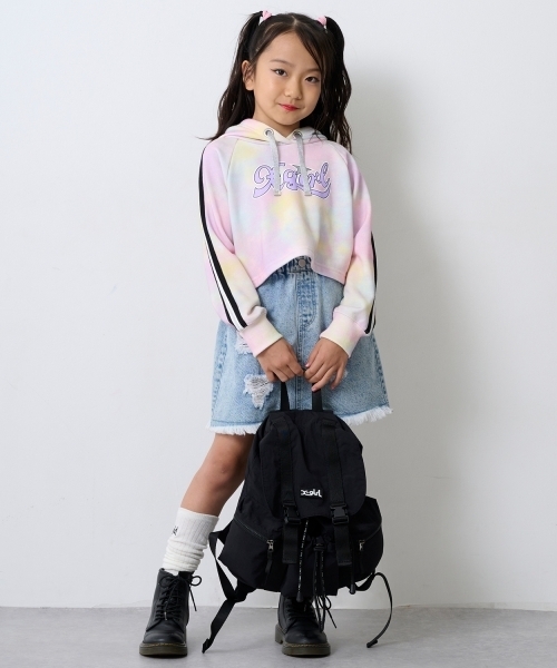 X-girl Stages(エックスガールステージス)の「3ポケットミニバックパック(バックパック/リュック・キッズ・カーキ/ラベンダー/ブラック・F)」の4枚目の写真