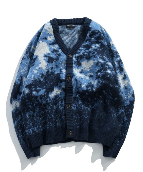 セール】アブストラクト柄 シャギーニット カーディガン（カーディガン
