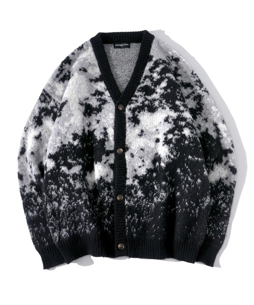 セール】アブストラクト柄 シャギーニット カーディガン（カーディガン