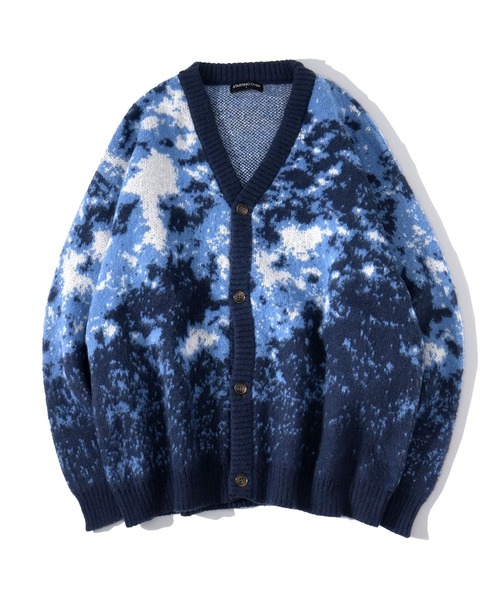 セール】アブストラクト柄 シャギーニット カーディガン（カーディガン