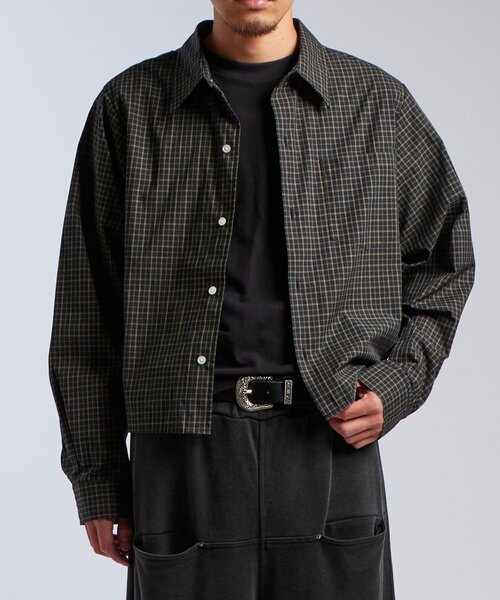 WHO'S WHO gallery（フーズフーギャラリー）の「【KOOKY'N/クーキー】クロップドチェックシャツ　※２サイズ展開（シャツ/ブラウス・メンズ・グリーン/ブラック・SMALL/MEDIUM）」の10枚目の写真