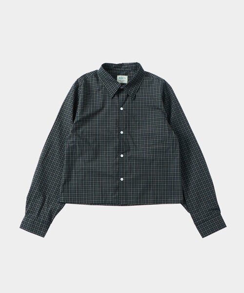 WHO'S WHO gallery（フーズフーギャラリー）の「【KOOKY'N/クーキー】クロップドチェックシャツ　※２サイズ展開（シャツ/ブラウス・メンズ・グリーン/ブラック・SMALL/MEDIUM）」の5枚目の写真