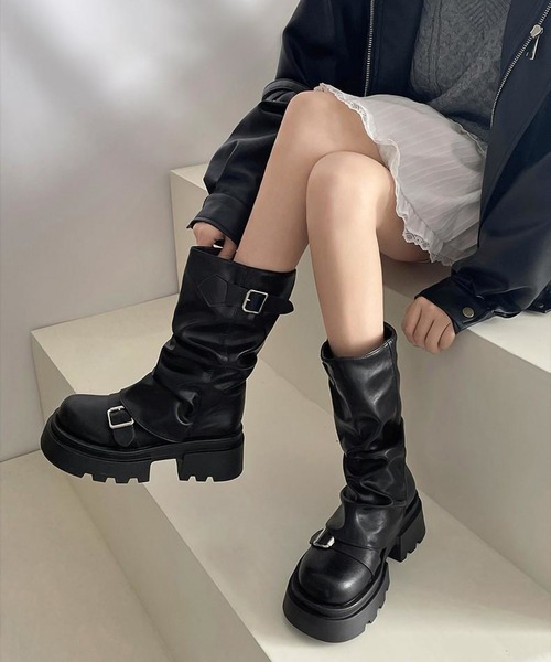 厚底ブーツ YOSUKE ヨースケ 厚底スニーカー 厚底ブーツ レースアップ