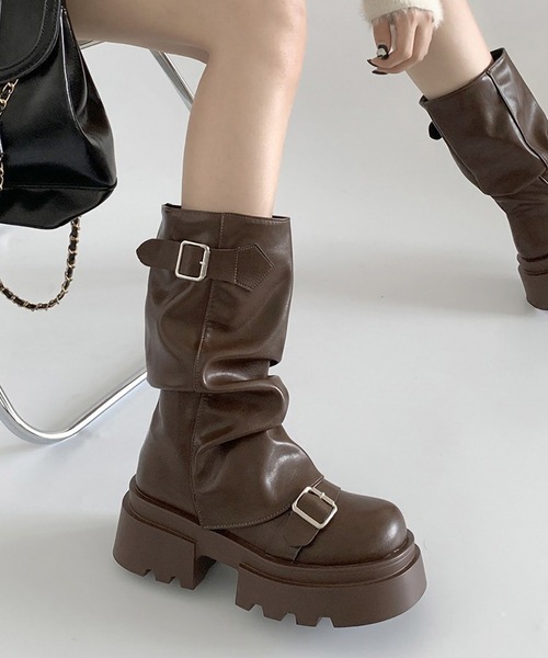 ヌース ブーツ nuus レディース Cremant long boots クレマン ロング ブーツ BLACK ブラック KHAKI カーキ N008 シューズ ヌース ブーツ nuus レディース Cremant long boots クレマン ロング