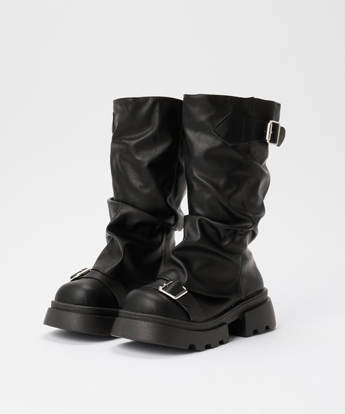 NuNuNa(ヌヌナ)の「【NuNuNa】ベルテッド厚底エンジニアカバーブーツ(ブーツ・レディース・ブラウン/ブラック・L/M/S)」の9枚目の写真