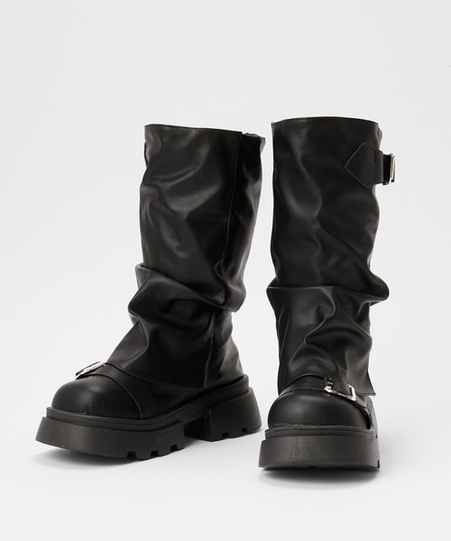 NuNuNa(ヌヌナ)の「【NuNuNa】ベルテッド厚底エンジニアカバーブーツ(ブーツ・レディース・ブラウン/ブラック・L/M/S)」の10枚目の写真