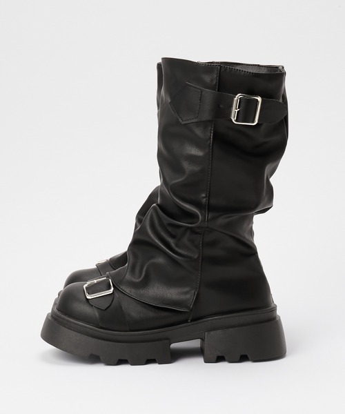 NuNuNa(ヌヌナ)の「【NuNuNa】ベルテッド厚底エンジニアカバーブーツ(ブーツ・レディース・ブラウン/ブラック・L/M/S)」の12枚目の写真