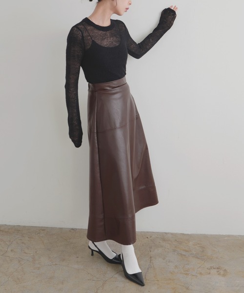 フェイクレザーフレアスカート（スカート）｜LIAN（リアン）の