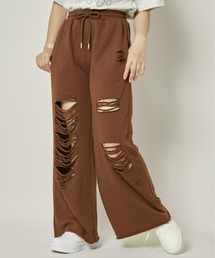 GORGE | 《クラッシュ加工×ワイドシルエット》レディース スウェットパンツ 裏毛 春夏秋冬対応(その他パンツ)