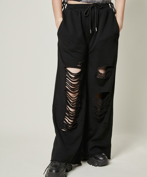 GORGE（ゴージ）の「《クラッシュ加工×ワイドシルエット》レディース スウェットパンツ 裏毛 春夏秋冬対応（その他パンツ・レディース・ブラウン/ブラック/グレー・F）」の5枚目の写真