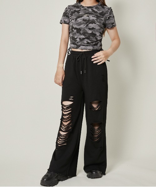 GORGE（ゴージ）の「《クラッシュ加工×ワイドシルエット》レディース スウェットパンツ 裏毛 春夏秋冬対応（その他パンツ・レディース・ブラウン/ブラック/グレー・F）」の6枚目の写真