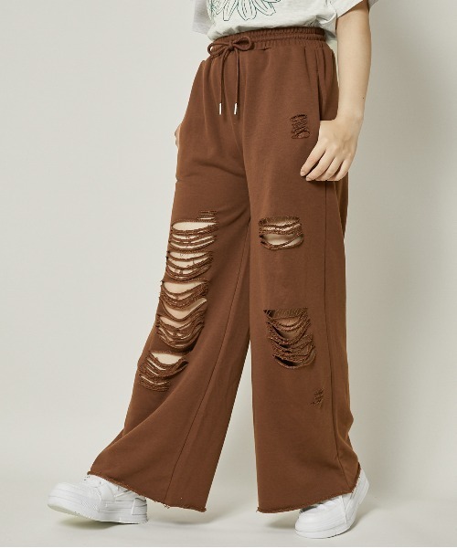 GORGE（ゴージ）の「《クラッシュ加工×ワイドシルエット》レディース スウェットパンツ 裏毛 春夏秋冬対応（その他パンツ・レディース・ブラウン/ブラック/グレー・F）」の7枚目の写真