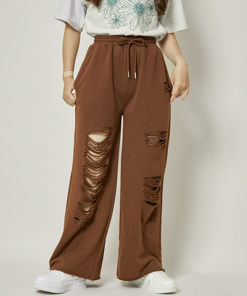 GORGE（ゴージ）の「《クラッシュ加工×ワイドシルエット》レディース スウェットパンツ 裏毛 春夏秋冬対応（その他パンツ・レディース・ブラウン/ブラック/グレー・F）」の8枚目の写真