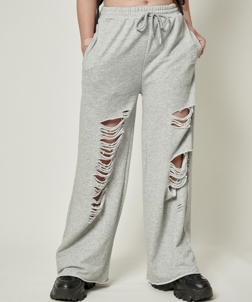 GORGE（ゴージ）の「《クラッシュ加工×ワイドシルエット》レディース スウェットパンツ 裏毛 春夏秋冬対応（その他パンツ・レディース・ブラウン/ブラック/グレー・F）」の9枚目の写真