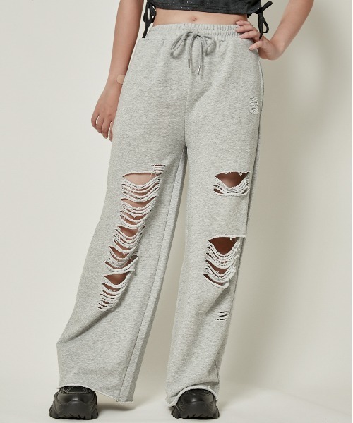 GORGE（ゴージ）の「《クラッシュ加工×ワイドシルエット》レディース スウェットパンツ 裏毛 春夏秋冬対応（その他パンツ・レディース・ブラウン/ブラック/グレー・F）」の10枚目の写真