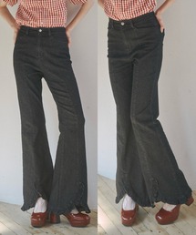 Lovilyn | 裾フリルフレアデニムパンツ(デニムパンツ)