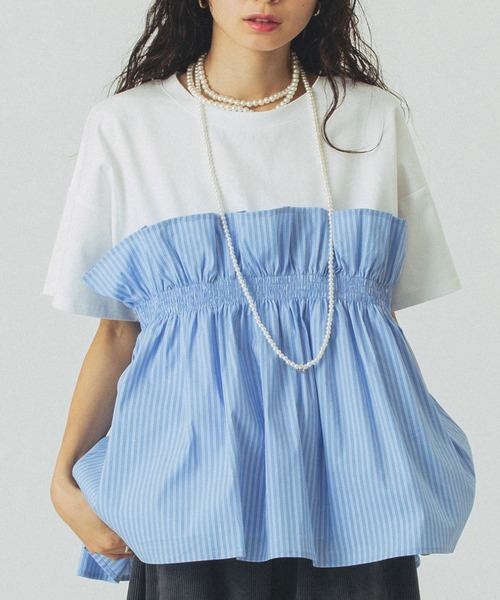 ROSE BUD(ローズバッド)の「【WEB・一部店舗限定】FRILL LAYERED TOP(Tシャツ/カットソー・レディース・ブラック/ベージュ/ホワイト・ONE SIZE)」の2枚目の写真