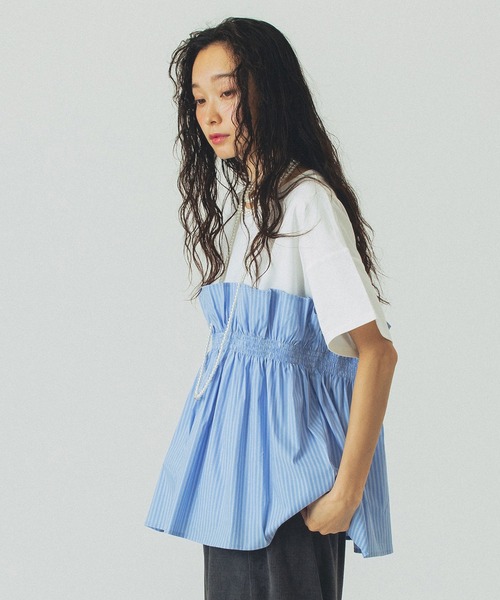 ROSE BUD(ローズバッド)の「【WEB・一部店舗限定】FRILL LAYERED TOP(Tシャツ/カットソー・レディース・ブラック/ベージュ/ホワイト・ONE SIZE)」の4枚目の写真